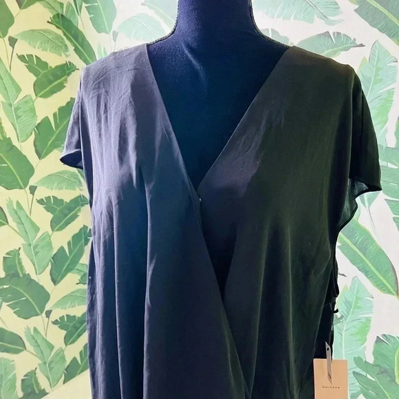 Halogen Women’s Black Faux Wrap Short Sleeve Blouse 2X NWT - Picture 2 of 4
